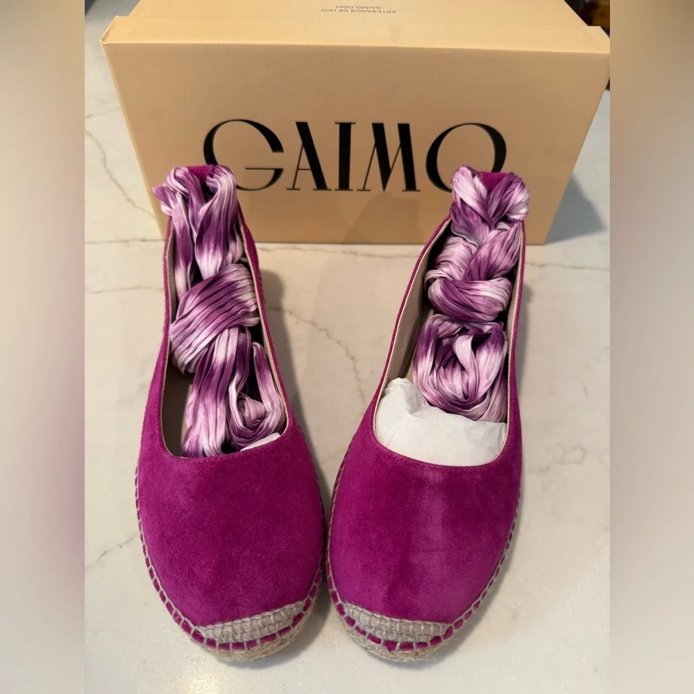 🆕 Gaimo Suede Trellis Laceup Scarf 1” Espadrille Balletcore Soft Girl Boho Chic